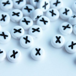7mm Acrylic Alphabet Beads - Letter "X" 