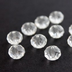 8mm x 10mm Crystal Glass Rondelles - Clear - Pack of 10
