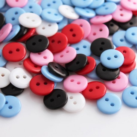 11mm Resin Buttons 2 Hole - Mixed Colours 