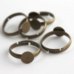 Bronze Tone Adjustable Ring Blanks - 17mm