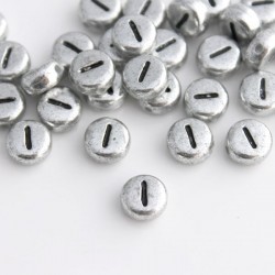 7mm Silver Acrylic Alphabet Beads - Letter "I" 