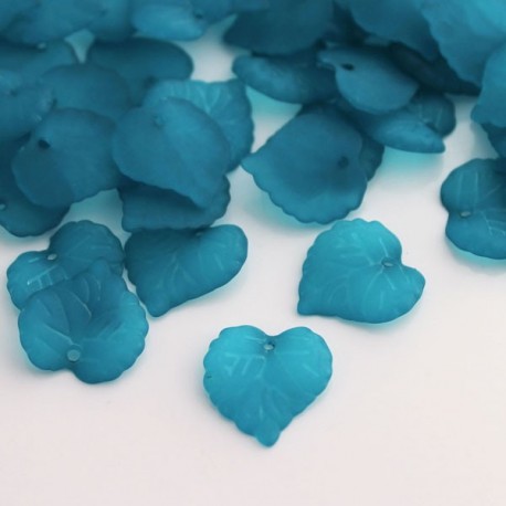 16mm Frosted Acrylic Leaves - Teal 