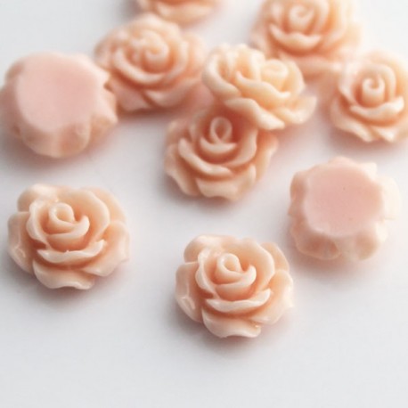 10mm Flower Cabochons - Light Coral Pink