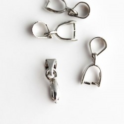 13mm Pinch Bail - Silver Tone - Pack of 4