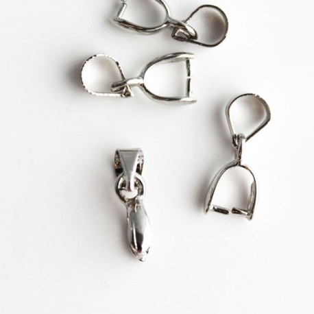 13mm Pinch Bail - Silver Tone - Pack of 4