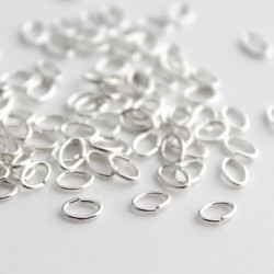 5mm Oval Jump Rings - Silver Plated - Pack of 100