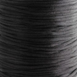 2mm Satin Rattail Cord - Black - 5m