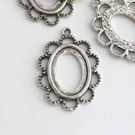 Oval Cabochon Setting - Antique Silver Tone (fits 18x13mm) - Pack of 1