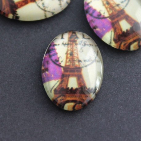 18mm Glass Oval Cabochon - Eiffel Tower - Pack of 2
