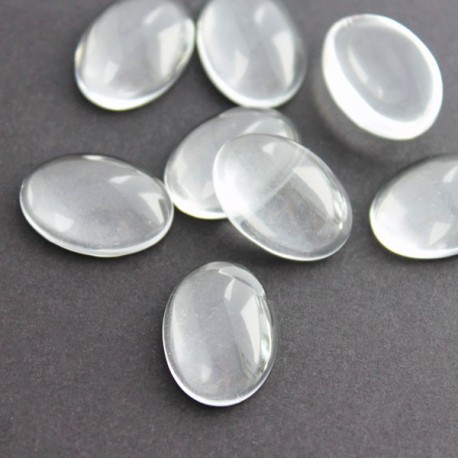 Clear Glass Oval Cabochons 18mm x 13mm