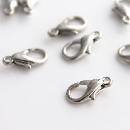 12mm Lobster Clasp - Silver Tone - Pack of 10