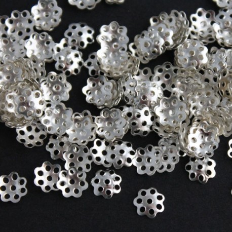 Silver Plated 6mm Bead Cap - Flower - 5g