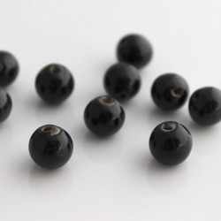 8mm Black Ceramic Round Beads - Pack of 10