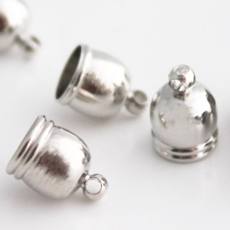 8.5mm Cord End Caps - Silver Tone