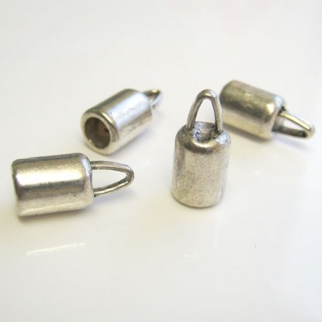 4mm Cord End Caps - Antique Silver Tone