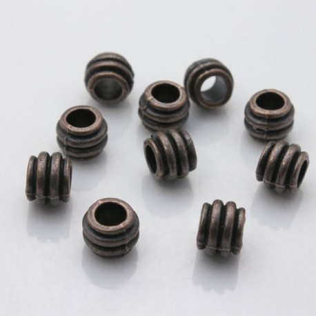 8mm Copper Tone Large Hole Beads - Pack of 10