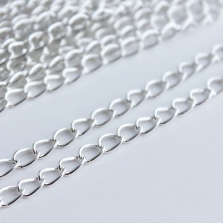 Silver Plated Curb Chain 6mm x 4mm - 2 metres