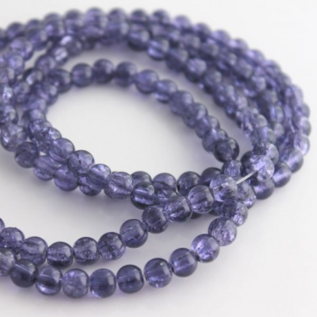6mm Dark Lavender Crackle Glass Beads (74cm strand)