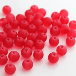 8mm Frosted Glass Beads - Red