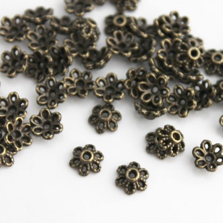 6mm Bead Cap - Filigree Flower - Bronze Tone - Pack of 50