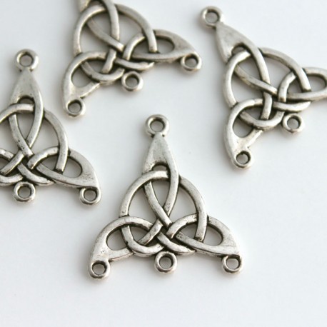 Celtic Knot Connector - Antique Silver Tone - Pack of 4