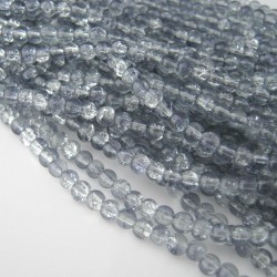 4mm Glass Crackle Beads - Grey & Clear - 78cm Strand