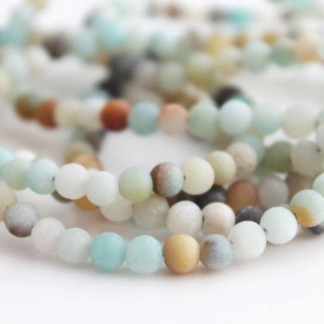 4mm Frosted Amazonite Round Beads - 38cm Strand