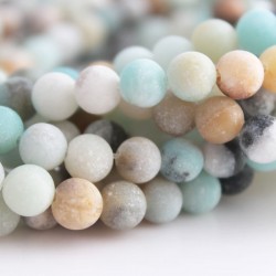 6mm Frosted Amazonite Round Beads - 38cm Strand