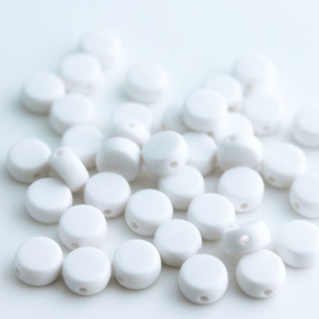 7mm Acrylic Alphabet White Beads - Blank Spacer