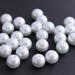 10mm Glass Pearl Beads - White - Pack of 30