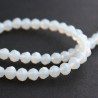 6mm Faceted Round Crystal Glass Beads - White Opal - 28cm strand