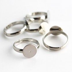 Silver Tone Adjustable Ring Blanks - 17mm