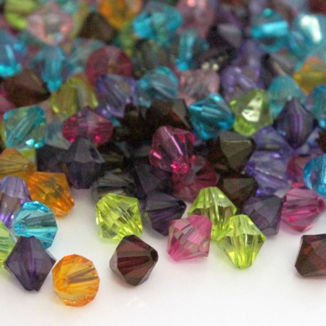 8mm Acrylic Bicone Beads - Mixed Colours - Pack of 200