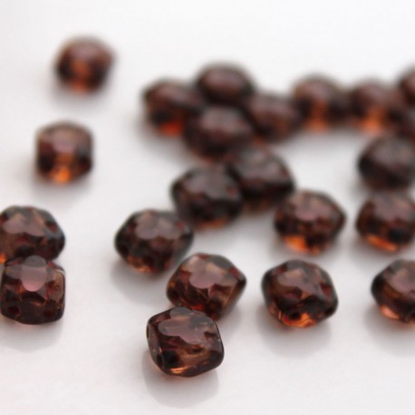 Czech Glass Table Cut Cross 2-Hole Beads 6mm - Lilac Travertine (PK 15)