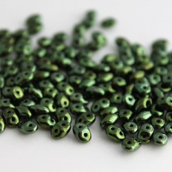 SuperDuo Beads - Jet Red-Green Lustre