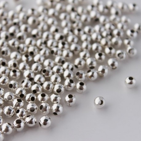 4mm Round Metal Beads - Silver Plated 
