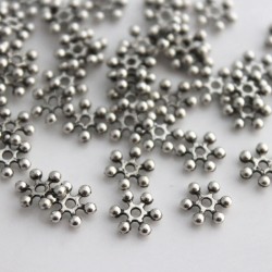 8mm Antique Silver Tone Snowflake Beads