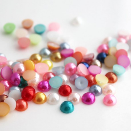 6mm Faux Pearl Acrylic Cabochons - Mixed Colours