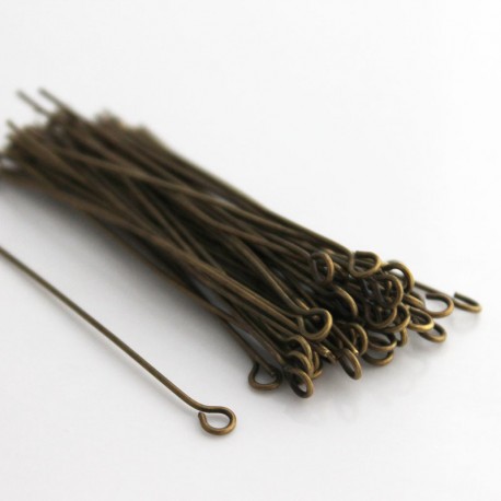 50mm Bronze Tone Brass Eyepins - Pack of 50