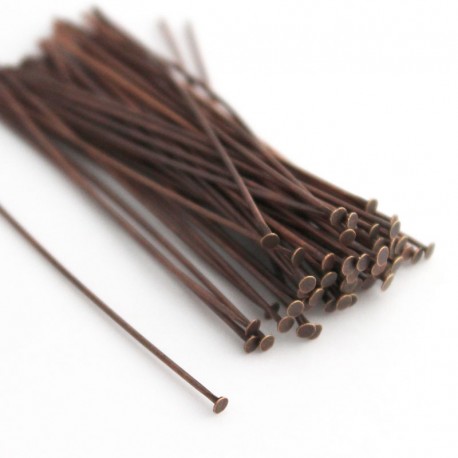 50mm Copper Tone Brass Headpins - Pack of 50