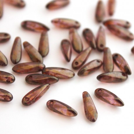 Dagger Beads 3mm x 10mm - Amethyst Rose Lustre