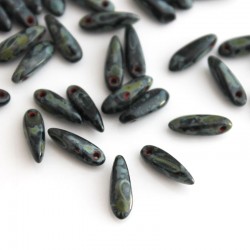 Dagger Beads 3mm x 10mm - Jet Travertine