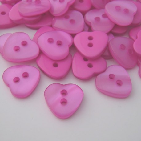 Resin Buttons - Fuchsia Pink Heart 
