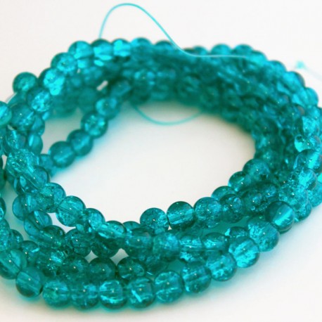6mm Aqua Crackle Glass Beads (80cm strand)