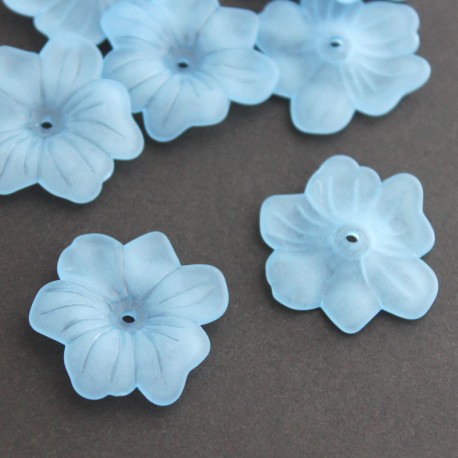30mm Frosted Acrylic Flower Beads - Light Blue