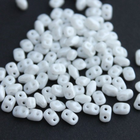 MiniDuo Two Hole Beads - Chalk White Lustre