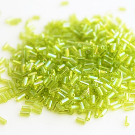 Miyuki 3mm Bugle Beads - Transparent Chartreuse AB
