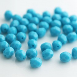 6mm Fire Polished Czech Glass Beads - Blue Turquoise