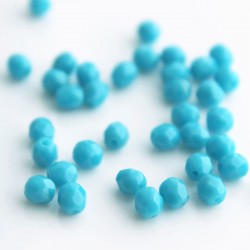 4mm Fire Polished Czech Glass Beads - Blue Turquoise - Pack of 50