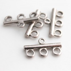 3 Strand Connector - Antique Silver Tone - Pack of 4